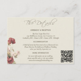 Cartão De Informações Poeira Rosa Floral de Casamento Elegante Os Detalh