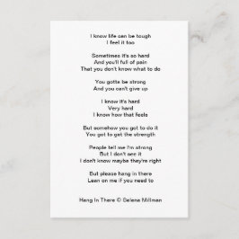 Cartão De Informações Poema "Aguente Lá"