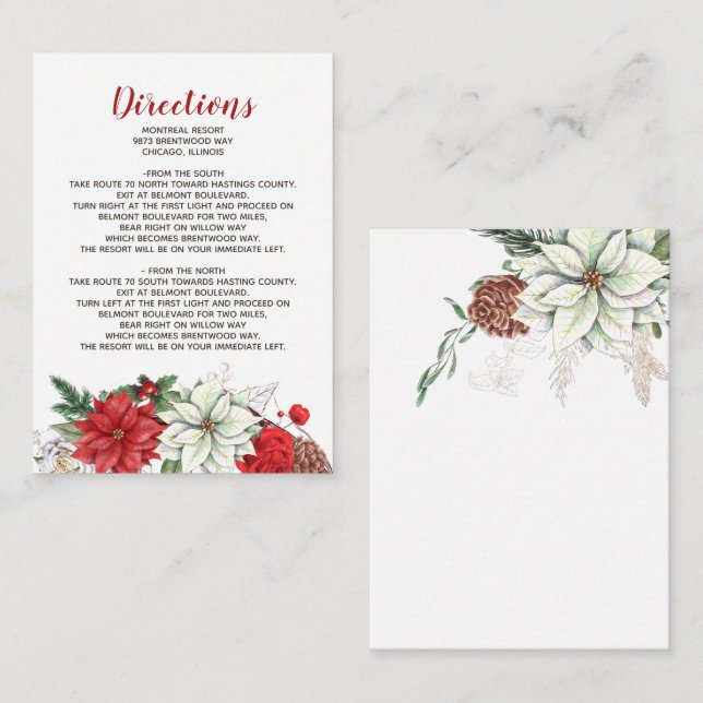 Cartão De Informações Poinsettia Russa Pinhagem de inverno Pinho (Frente/Verso)