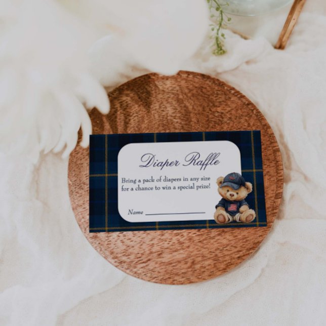 Cartão De Informações Polo Bear Baby Shower Diaper Raffle (Criador carregado)