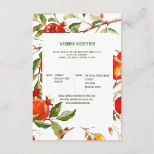Cartão De Informações Pomegrancha tema aquarela Cores brilhantes