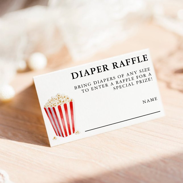 Cartão De Informações Popcorn Baby Shower Diaper Raffle (Popcorn Baby Shower Diaper Raffle Enclosure Card
)