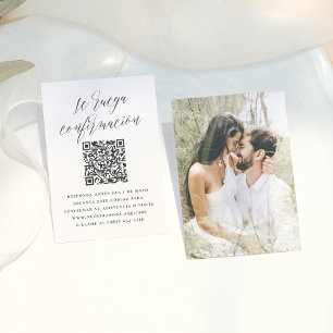 Cartão De Informações Por favor, confirme o código QR de RSVP de casamen