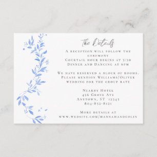 Cartão De Informações Porcelana Azul Elegante Minimalista Pintada