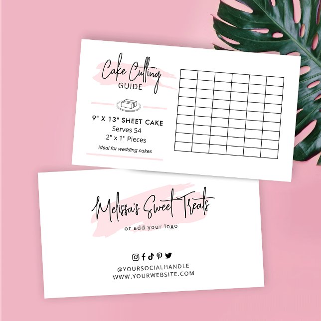 Cartão De Informações Porções de Casamento do Guia de Corte de Bolo de F (Wedding cake cutting guide for 9x13" sheet cake)