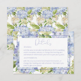 Cartão De Informações Pormenores da Hydrangea Branco Azul Periwinkle Cas