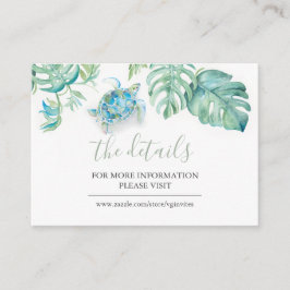 Cartão De Informações Pormenores da tartaruga marinha tropical Detalhes 