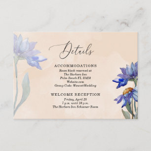 Cartão De Informações Pormenores de Casamento da Peach Watercolor & Purp