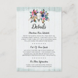 Cartão De Informações Pormenores / Direções do Caveira Floral Russo