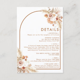 Cartão De Informações Pormenores do Arch do Deserto Boho Pampas Grass Te