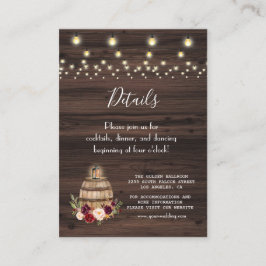 Cartão De Informações Pormenores do Casamento de Barrel Barn Vinho Flora