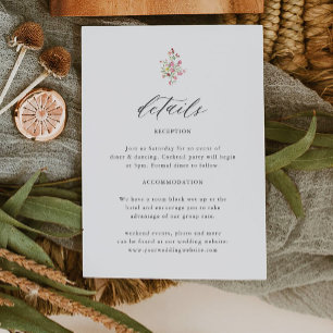 Cartão De Informações Pormenores do Casamento de Elegante Floral Floral
