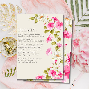 Cartão De Informações Pormenores do Casamento de Mola Floral de Aquarela