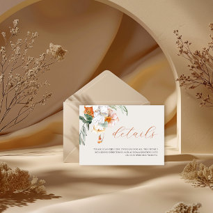 Cartão De Informações Pormenores do Casamento do Código QR Floral do Ora