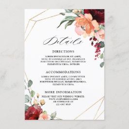 Cartão De Informações Pormenores do Casamento Eucalyptus - Coral Orange