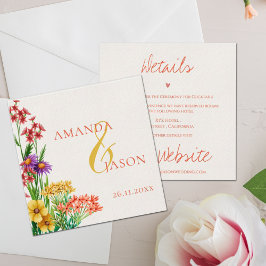 Cartão De Informações Pormenores do Casamento Floral de Flor Laranja Rox
