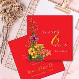 Cartão De Informações Pormenores do Casamento Floral Laranja Roxo de Flo