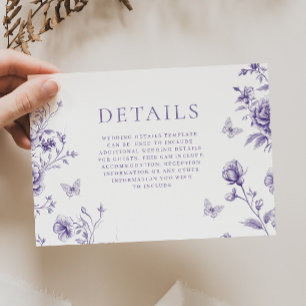 Cartão De Informações Pormenores do Casamento Floral Puro de Vintage Enc