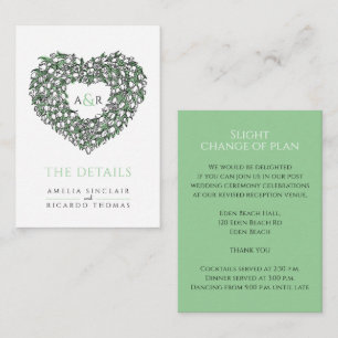 Cartão De Informações Pormenores do casamento tulipas brancas monograma 