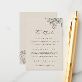 Cartão De Informações Pormenores do Casamento Vineyard Napa California W