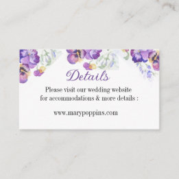 Cartão De Informações Pormenores do painel de púrpura floral