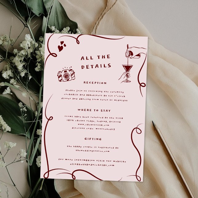 Cartão De Informações Portas Whimsical | Detalhes do Convidado de Casame (Criador carregado)