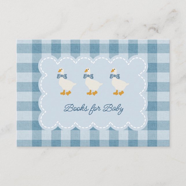 Cartão De Informações Powder Blue Gingham Goose Books for Baby (Frente)