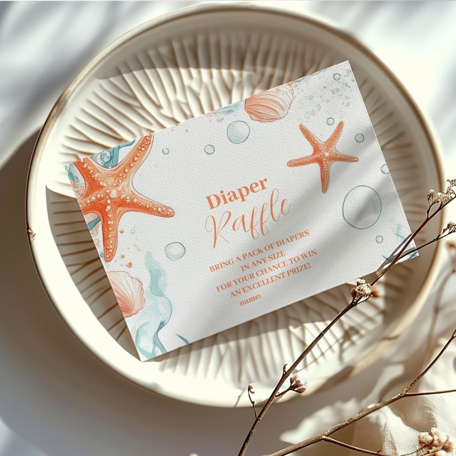 Cartão De Informações Praias - Starfish e Seashells - fralda Elegante Ra (Criador carregado)