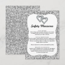 Prateado Brilho Diamante Corações Medidas de Segur