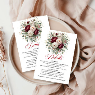 Cartão De Informações Premium Marsala Floral Eucalipto Dourado Detalhes