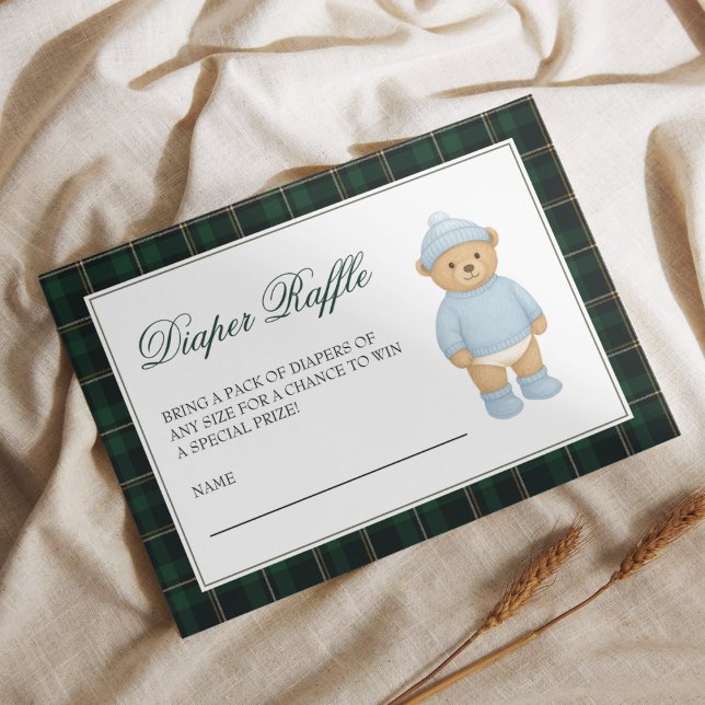 Cartão De Informações Preppy Bear Baby Shower Diaper Raffle (Criador carregado)