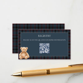 Cartão De Informações Preppy Classic Teddy Bear Baby Shower 