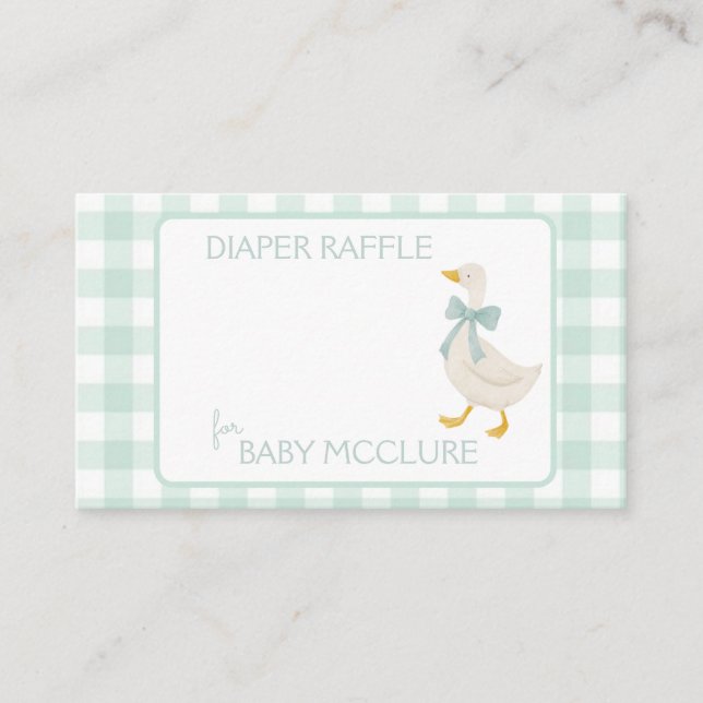 Cartão De Informações Preppy Goose Baby Shower Diaper Raffle (Frente)