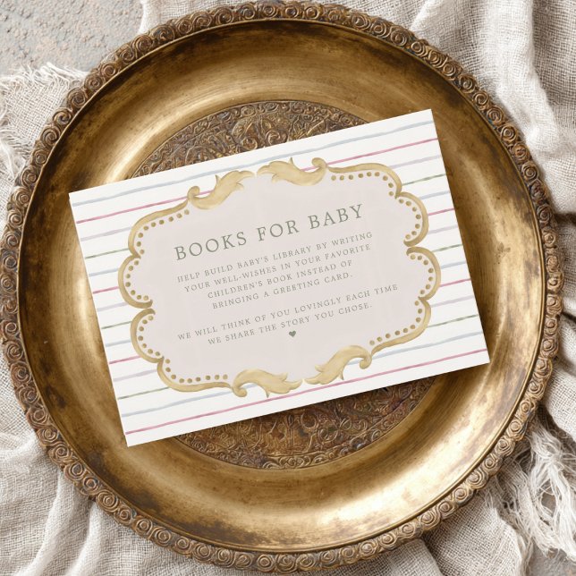 Cartão De Informações Preppy Grandmillennial Books for Baby Shower (Criador carregado)