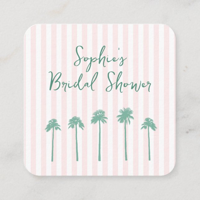 Cartão De Informações Preppy Palm Springs Bridal Shower QR Code RSVP (Verso)