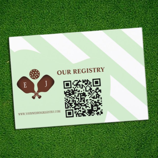 Cartão De Informações Preppy Pickleball Stripes Wedding Registry (Criador carregado)