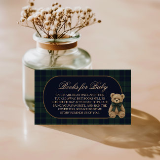 Cartão De Informações Preppy Polo Teddy Bear Baby Shower Books for Baby