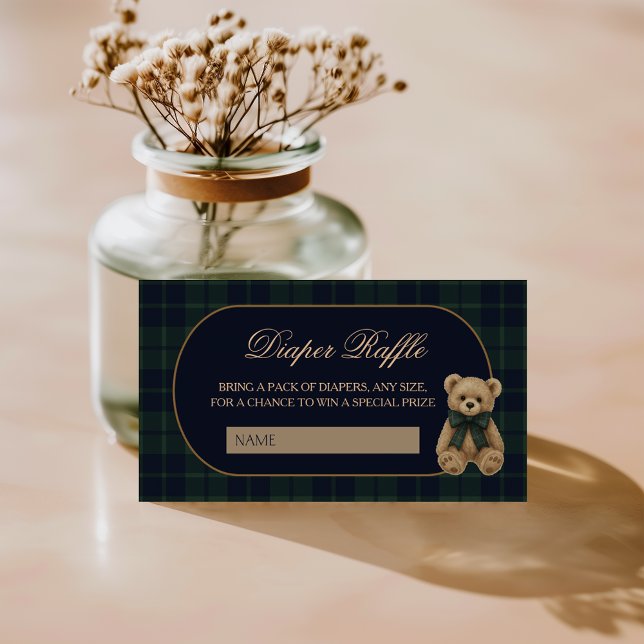 Cartão De Informações Preppy Polo Teddy Bear Baby Shower Diaper Raffle (Criador carregado)