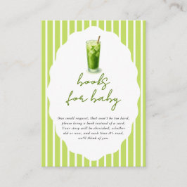 Cartão De Informações Preppy Stripes Matcha Baby Shower Books For Baby