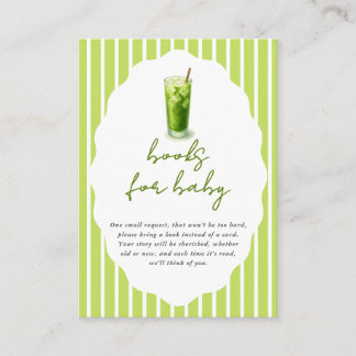 Cartão De Informações Preppy Stripes Matcha Baby Shower Books For Baby