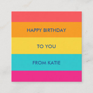 Cartão De Informações Presente Personalizado de Aniversário com Listras