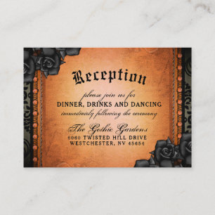 Cartão De Informações Preto alaranjado gótico 3,5 x do Dia das Bruxas