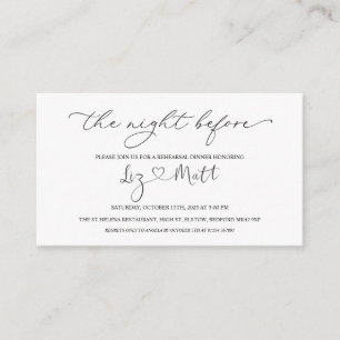 Cartão De Informações Preto branco bem-vindo à noite antes do gabinete