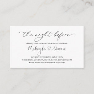 Cartão De Informações Preto branco bem-vindo à noite antes do gabinete