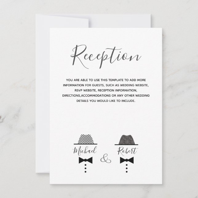 Cartão de Informações preto e branco de gay Weddin (Frente)