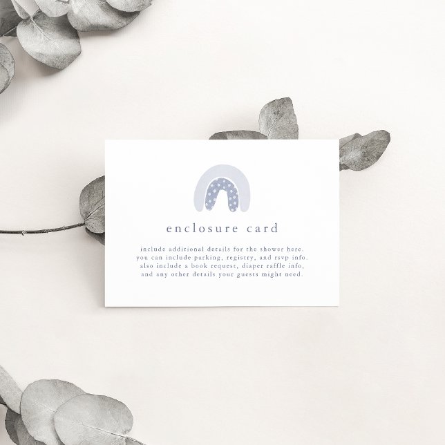 Cartão De Informações PRIMAVERA  Boy Blue Boho Chá de fraldas Rainbow (ROWAN Spring Boy Blue Boho Rainbow Baby Shower Enclosure Card)