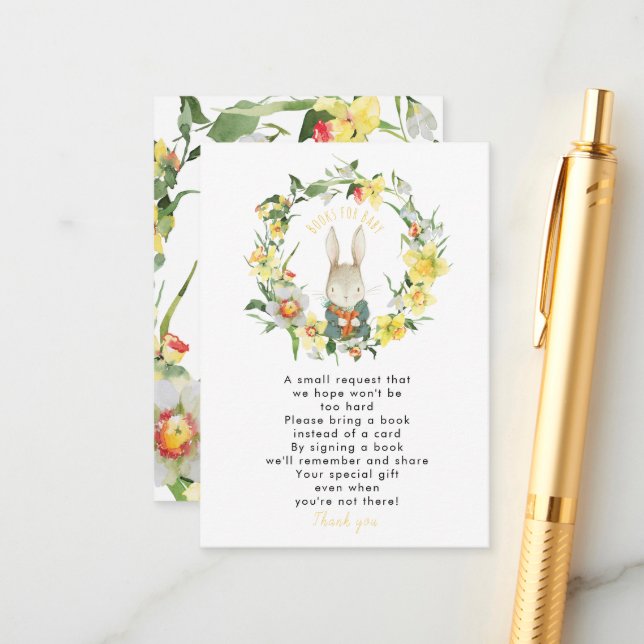 Cartão De Informações primavera daffodil bunny books para bebês (Frente/Verso In Situ)
