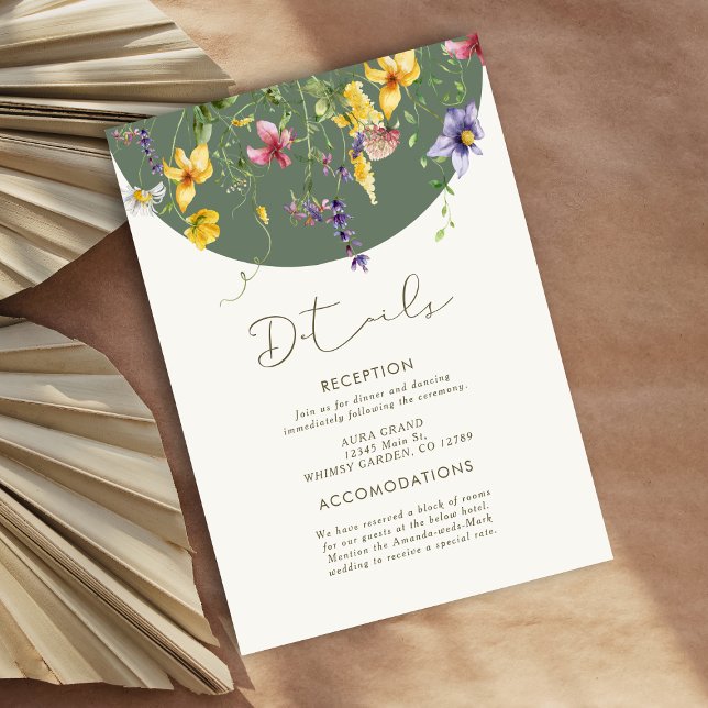 Cartão De Informações Primavera Fall Boho Wildflower Bloom Whimical (Criador carregado)