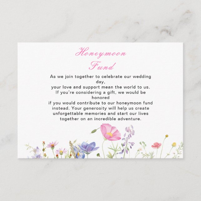 Cartão De Informações Primavera Floral de flor selvagem (Frente)