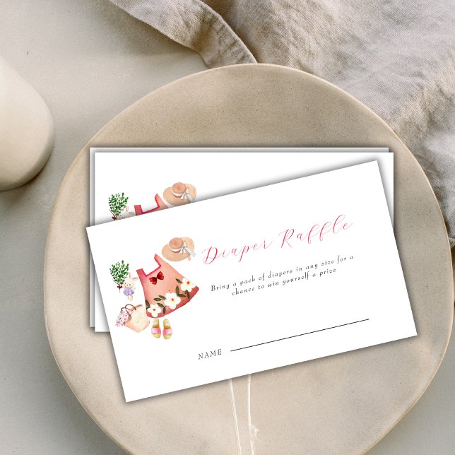 Cartão De Informações Primavera Garden Clothes Chá de fraldas Fralda Raf (Spring Garden Clothes Baby Shower Diaper Raffle Enclosure Card)